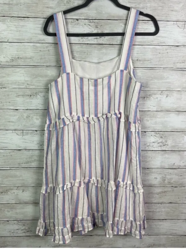 Rails Sandy Tahiti Blue White Pink Striped Tiered Ruffle Feminine Sundress Large - Image 8