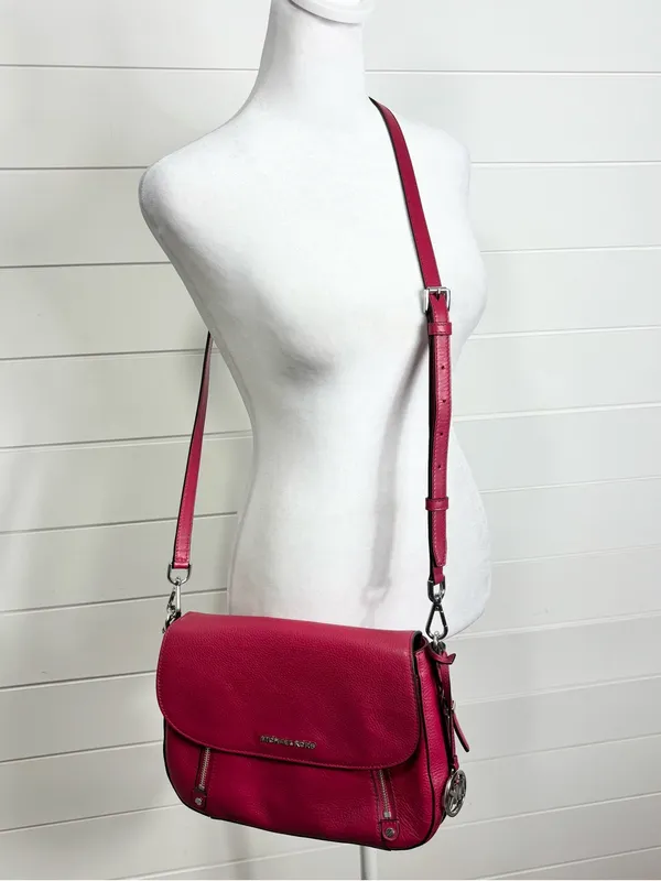 Michael Kors Handbag Bedford Legacy Leather Flap Crossbody Raspberry Pink - Image 14