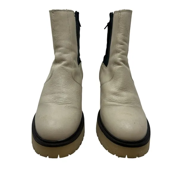 Free People James Chelsea Boots Ankle Leather Bone Cream White Size‎ 39 US 8.5 - Image 2