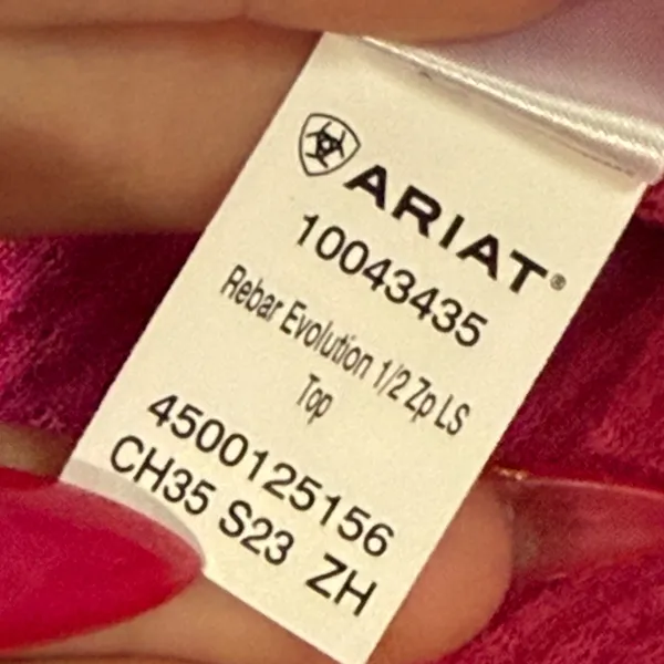 Ariat Rebar Evolution 1/2 Zip Top Womens M Pink Space Dye Long Sleeve Equestrian - Image 8