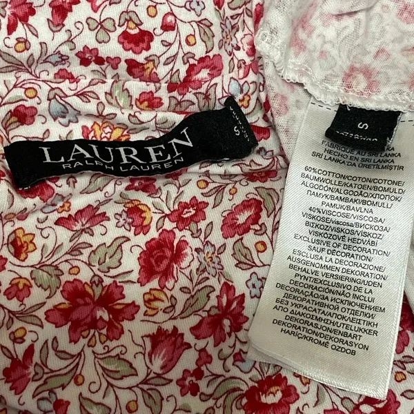 Lauren Ralph Lauren Red Floral Button Down Long Sleeve Sleepwear Pajamas Set S - Image 4