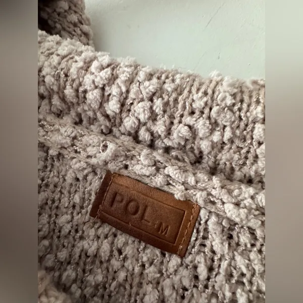 POL Brown Popcorn Texture‎ Sherpa Chunky Knit Brown Hoodie - Image 4