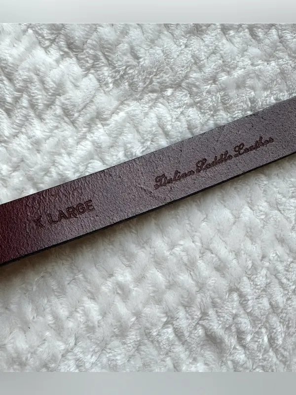 Calvin Klein Leather CK Logo Belt Women's 36 L Italian Saddle Leather Brown USA - Image 3