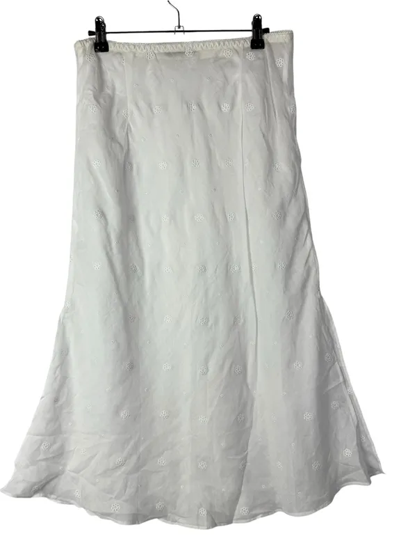J. Crew White Eyelet Slip Midi Ramie Skirt M - Image 3