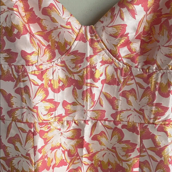 LULUS Darling Celebration Coral Pink Floral Ruffled Trumpet Midi Dress - Image 9