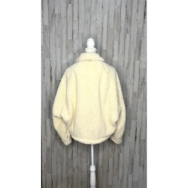 We The Free Teddy Swing Jacket‎ Ivory Size M Cropped Button Front Cozy Casual - Image 4