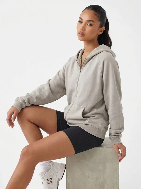 The Essential Everyday Zip-Up Hoodie | Stone Grey - Image 2