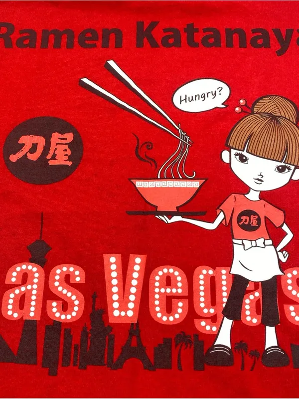 Gildan Ramen Katanaya T Shirt Las Vegas Japanese Snack Tee Womens Red Small Noodles - Image 3