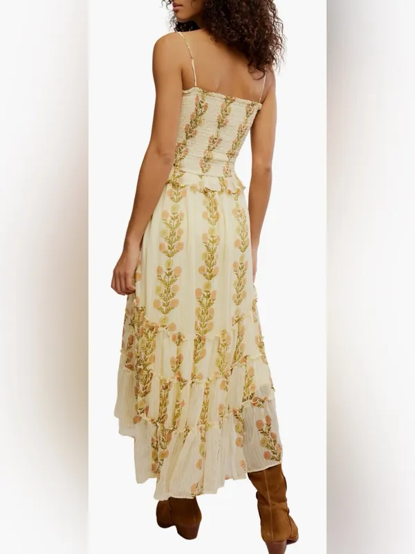 NEW Free People Alejandra Smocked Bodice Tiered Sundress cloud combo sz L - Image 2