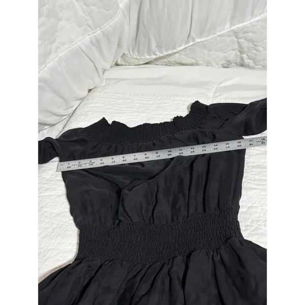 MICHAEL Michael Kors Black Off‎ Shoulder Smocked Tiered Ruffle Mini Dress Size S - Image 3