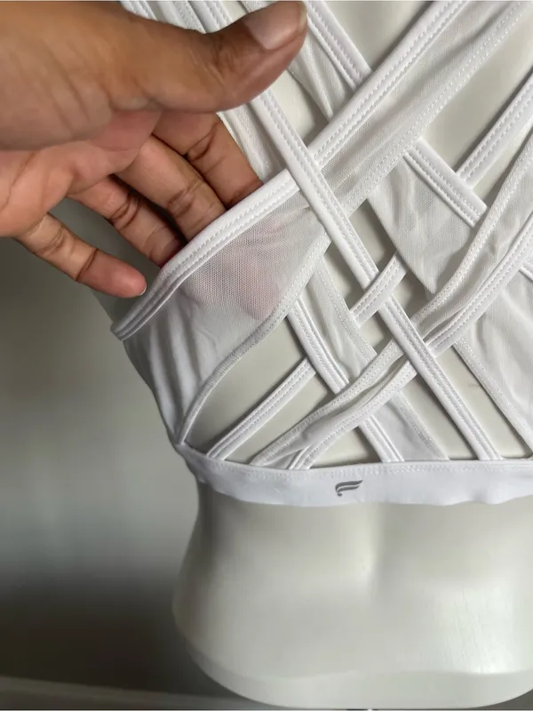 FABLETICS White Faye High Impact Cross Back Sports Bra Sz XL - Image 6
