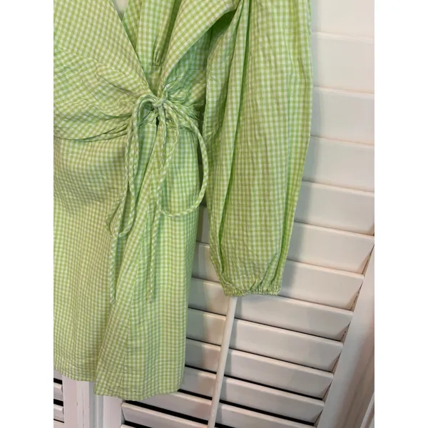 The Frolic Green And White Gingham Plaid Dress Size‎ 12 - Image 4