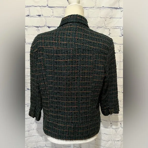 Coldwater Creek teal green boucle tweed jacket bronze metallic threads size 12 - Image 5