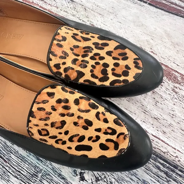 J. Crew Leopard Print Black Loafers - Image 3