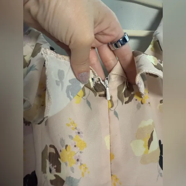 ASOS Light Pink and Yellow Floral Sleeveless Ruffle Mini Dress Size 6 - Image 5