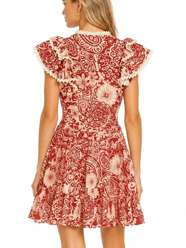 Pinch Cotton Maren Retro Floral Dress with Tie Neck Size S - Image 2