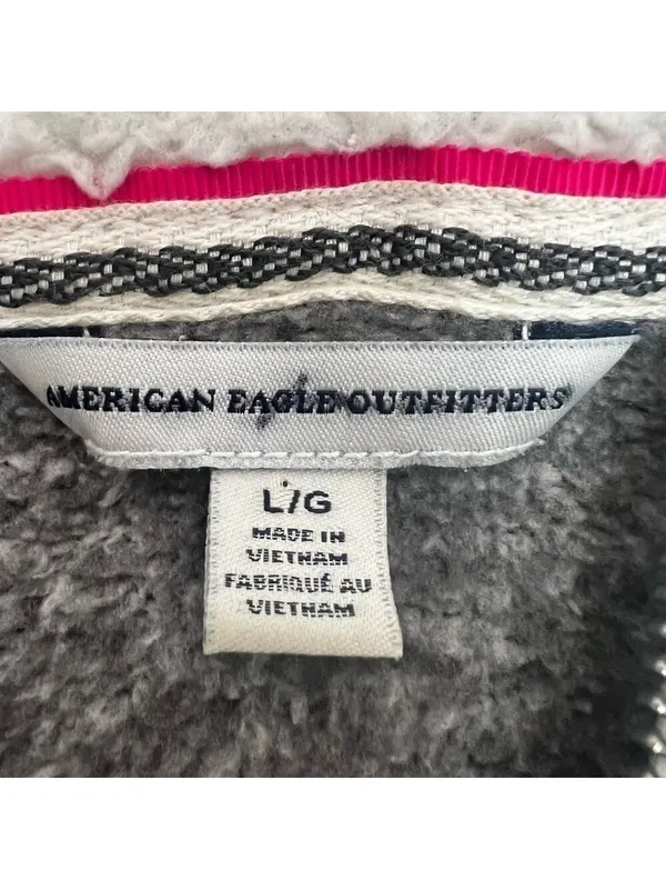 American Eagle Outfitters Women’s Gray Zipped Hoodie Sweatshirt Jacket Sz L - Image 9