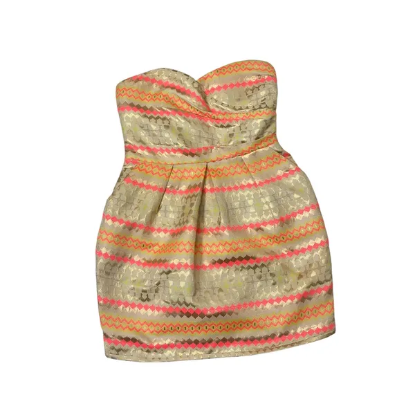 Karlie strapless dress with sweetheart neckline metallic pattern size medium - Image 2