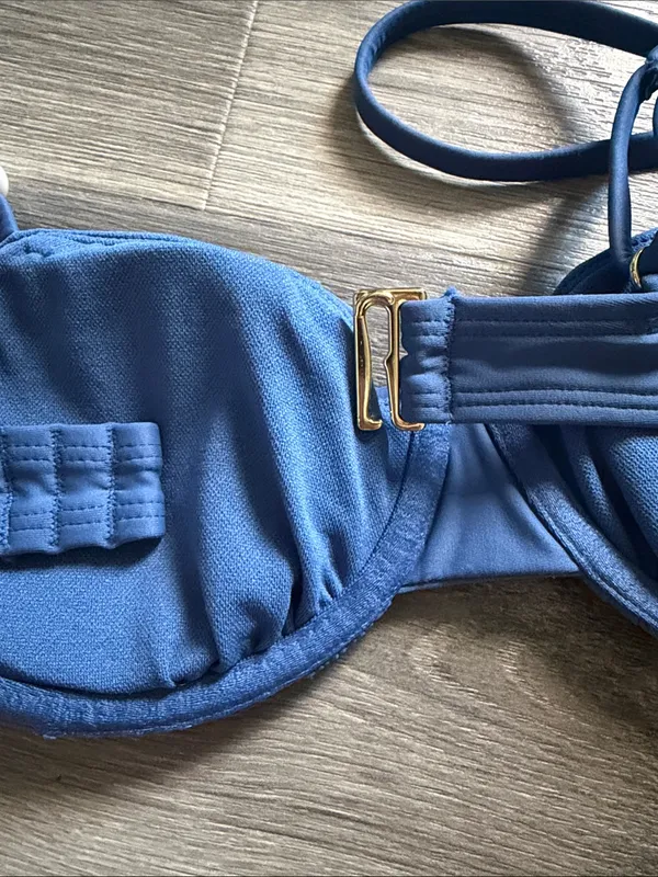 Blue Two-Piece Bikini Set with Crochet Accent - Image 11