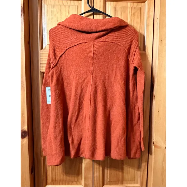 Free People NWT Strawberry Fields Cowl Neck Sweater Wool blend Ribbed Sleeve S - Image 3