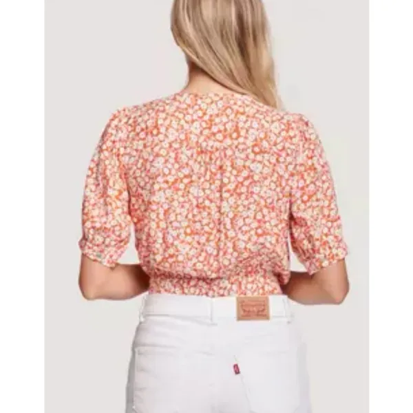 Lost + Wander Women's Pick Me At Hello Surplus Top Wrap Floral‎ Red White Size S - Image 3