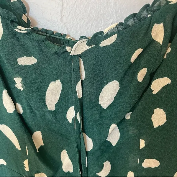 Reformation Remi Green and‎ Cream Splatter Print Cottagecore Mini Dress sz 0 - Image 5