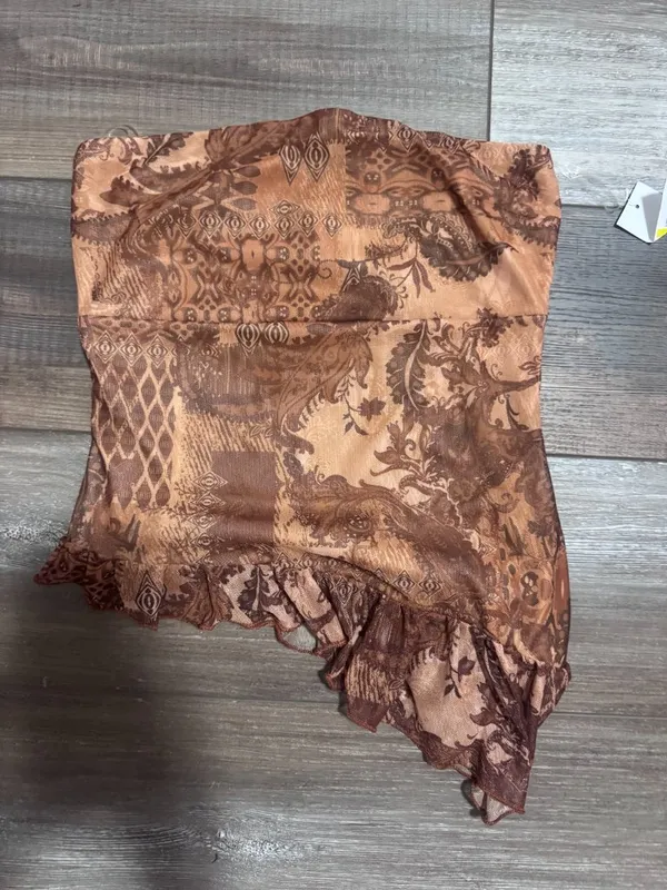 Cherry Mellow Women’s Brown Paisley Strapless Tube Top Size Medium NWT - Image 3