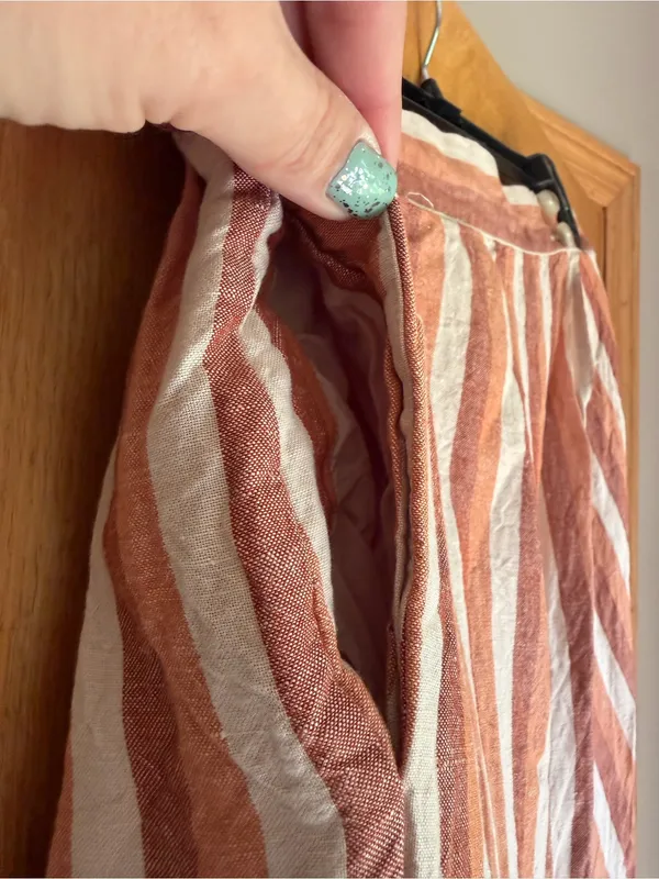 Madewell Boho Striped Linen Blend Faux Wrap Overlay Midi Skirt Small - Image 4