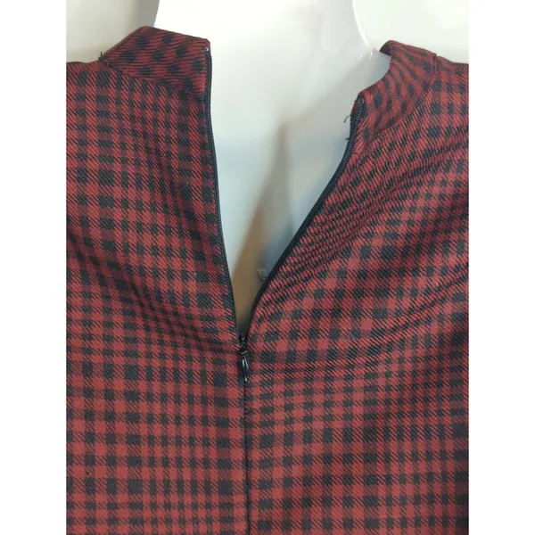 Zara Red & Black High Neck Plaid A-Line Mini Dress Women XS Skater‎ Girl Preppy - Image 8