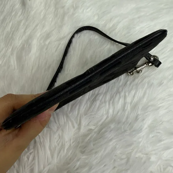 COACH Black Signature Canvas Wristlet - Image 3