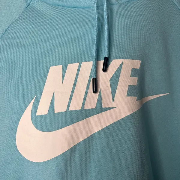 Nike Light Blue‎ Pullover Hoodie Unisex Medium Classic Swoosh Logo Cozycore - Image 3