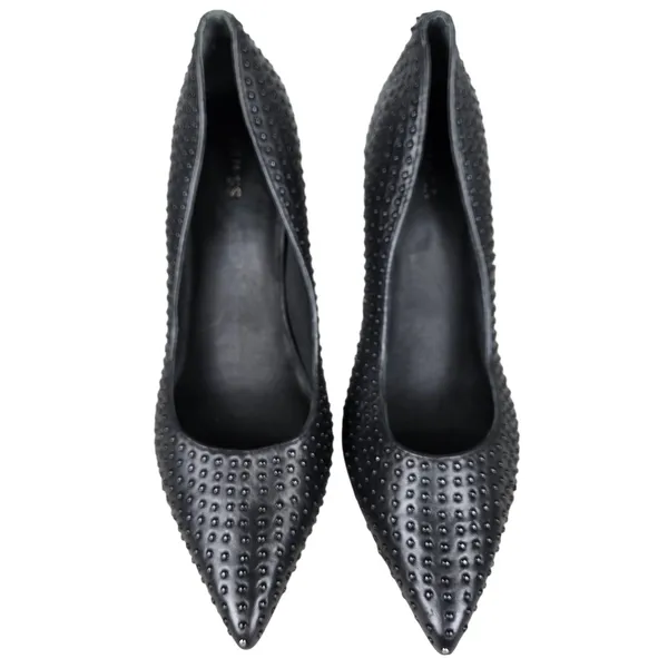 Guess Womens Sabalie Black Studded Leather Pointed Toe Stiletto Pumps Heels 8.5 - Image 6