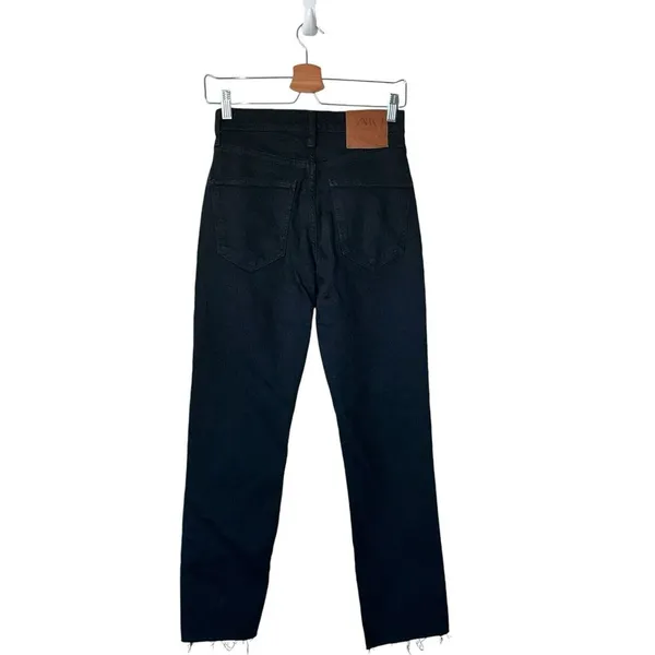 NWT Zara Women’s Jeans Womens Size 4 Black Hi Rise Straight Leg Dark Wash Denim - Image 2