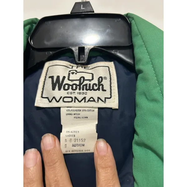 Vtg 80 Woolrich Woman Green Down Puffer Vest Chevron Quilted Western Medium Gorp - Image 2