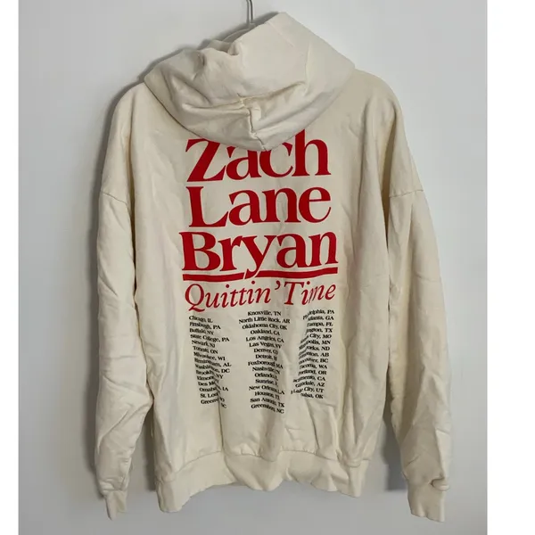 Zack Bryan Quittin Time‎ Hoodie size large Country Tour Sweatshirt - Image 4