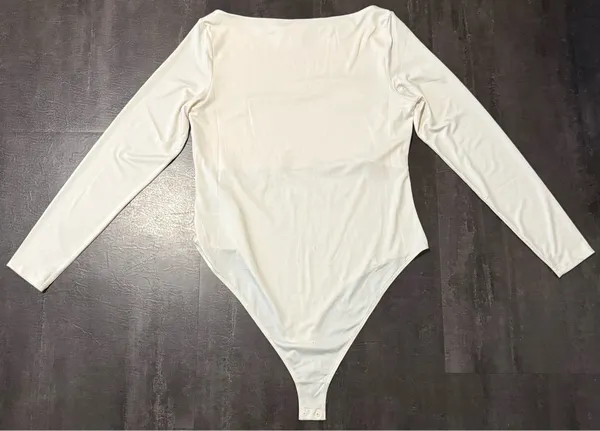 H&M White Long Sleeve Top Bodysuit L - Image 4
