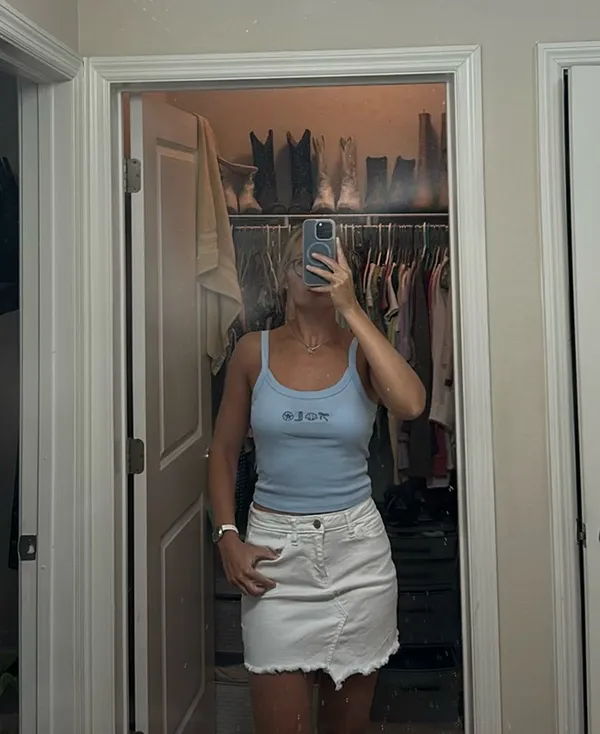 Beach Embroidered Tank Top Blue - Image 2