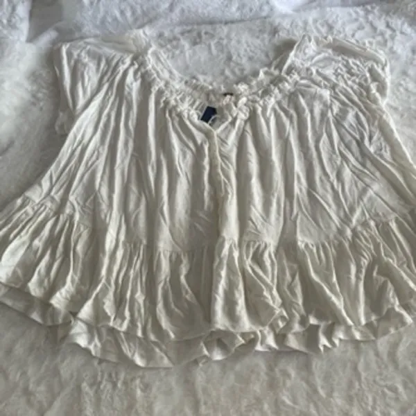 NWT new Free People White Charlie boho peasant blouse size large L - Image 2