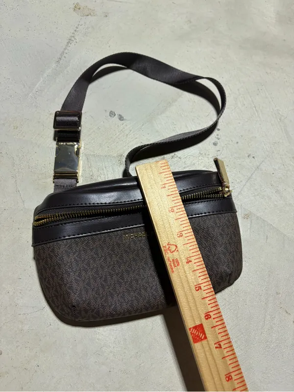 Michael Kors Brown Monogram logo Belt Bag with Gold Hardware - Image 7