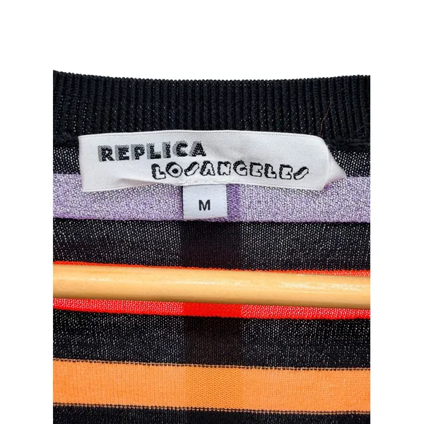 Replica Los Angeles M Rainbow Stripe Metallic Knit Sweater 70s Retro Glitz Cozy - Image 2