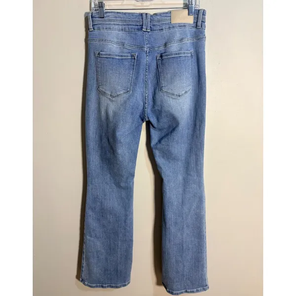 Artemis Vintage Flare Jeans 15/31 Light Wash Double Button High Rise Stretch‎ - Image 2