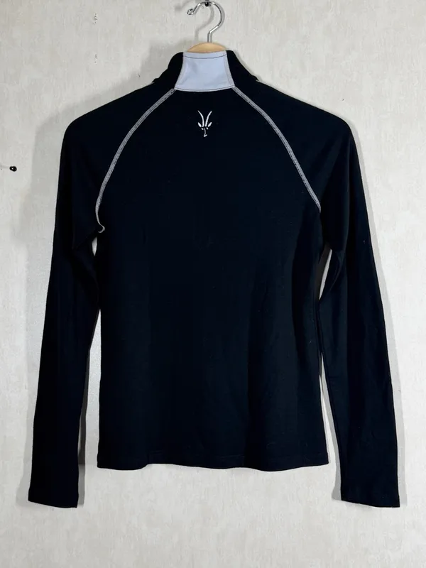 ibex Women’s Merino Wool Thermal Base Layer 1/4 Zip Shirt Longsleeve in Black M - Image 4