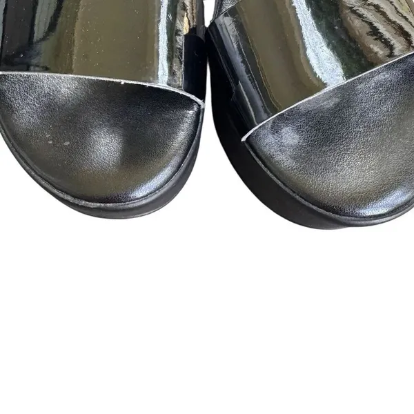 Ron White Rapisardi Black Strappy Elastic Leather Platform Sandals 38 - Image 6