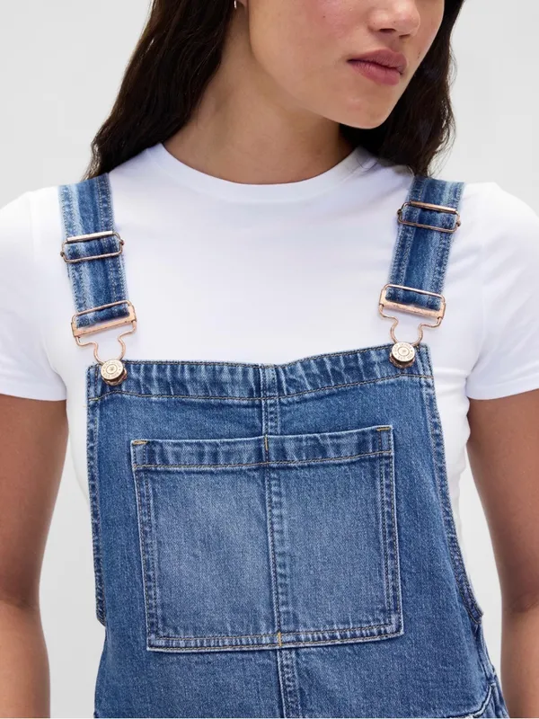 GAP Long & Lean Denim Overalls Blue Organic Cotton Casual Women's Size S NWOT - Image 3