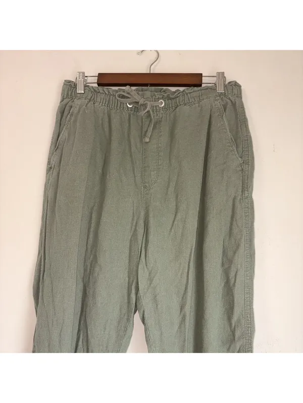 Social Standard by Sanctuary Olive Green Linen-Blend Joggers XL - Image 3