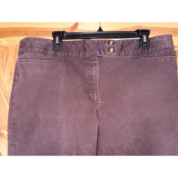 Y2K George Mark Eisen Women 18 Dark Brown Corduroy Twill Trousers Low Rise Pants - Image 7