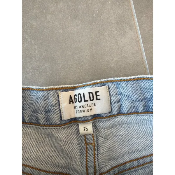AGOLDE Parker Distressed Cut Off Denim Shorts Bitter Womens Size 25 - Image 8