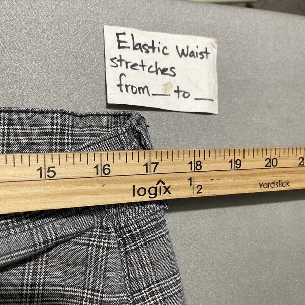 American Eagle Mom Straight Pants Size 14 Gray Plaid High Rise Preppy Trousers - Image 14