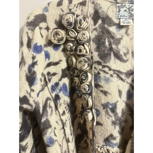 Anthropologie ‘Bud, Blossom and Blue Cardigan’ by Tabitha 100% Wool Women's sz M - Image 6