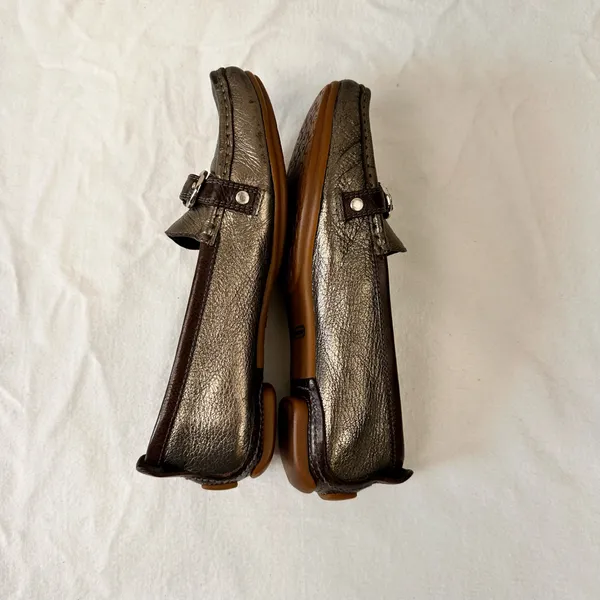 Coach Women’s Shoes Leather Loafers Size 7 M Gunmetal Gray Metallic Pebbled - Image 11